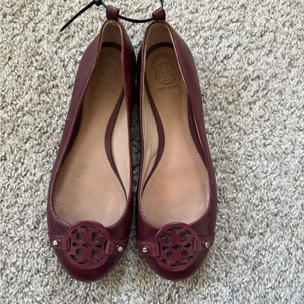 Tory Burch Mini Miller Burgundy Flats